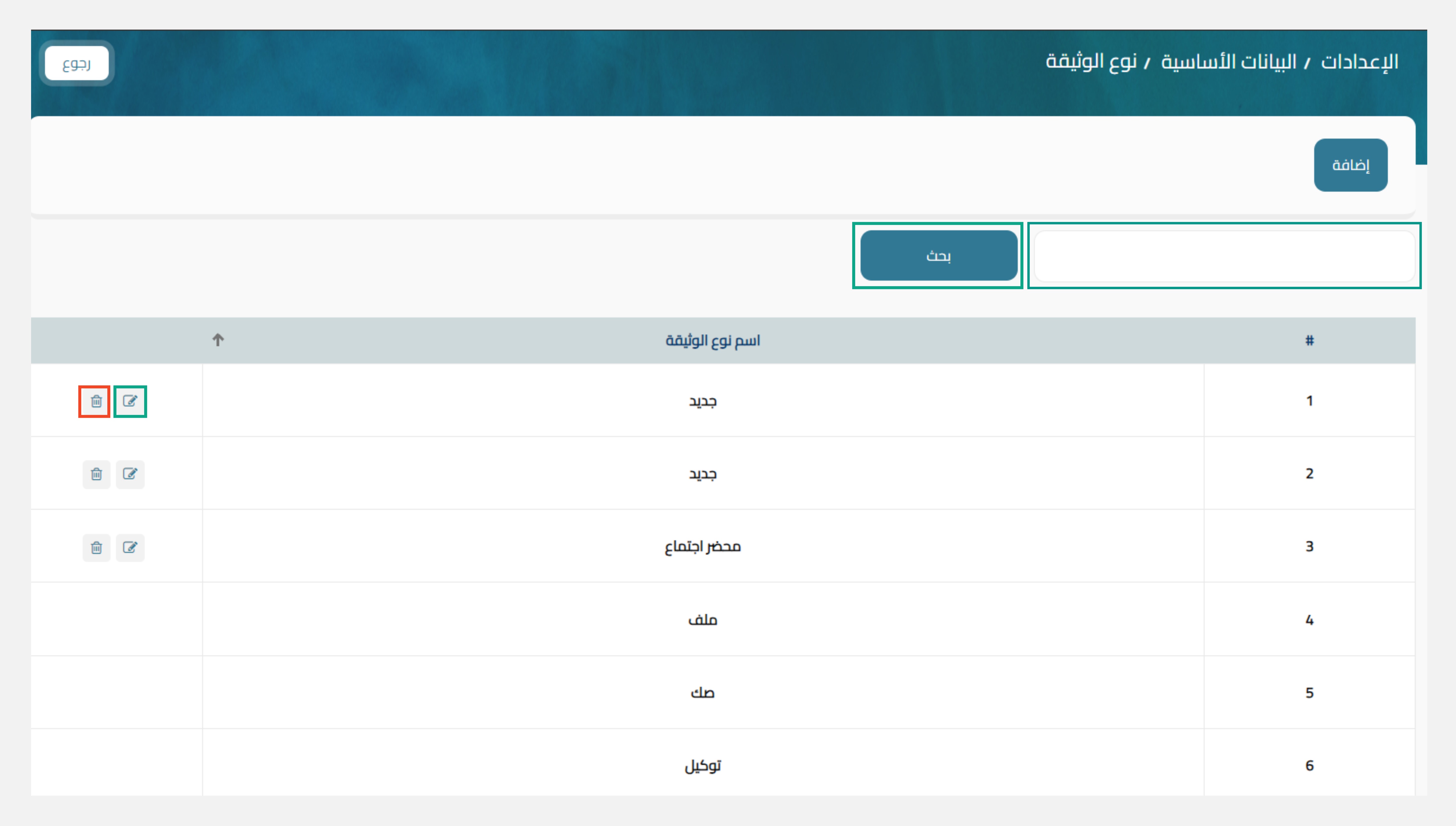 اجراءات نوع الوثيقة اجراءات أنواع الوثائق